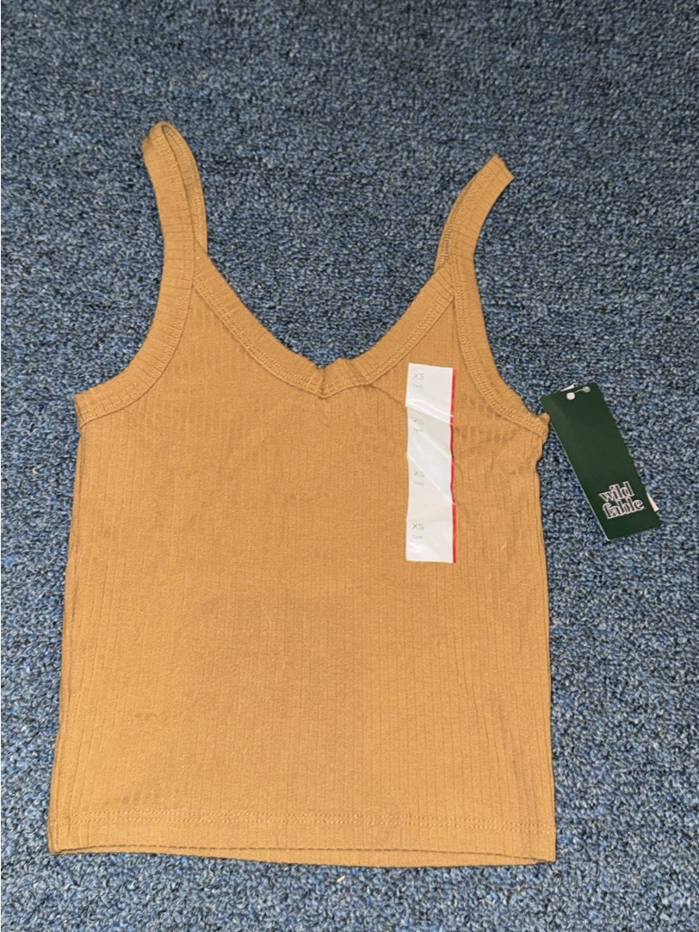 wild fable Mustard Ribbed V-Neck Tank Top